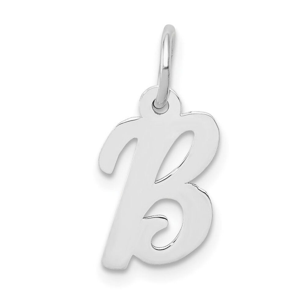10k White Gold Small Script Initial B Charm - image 1